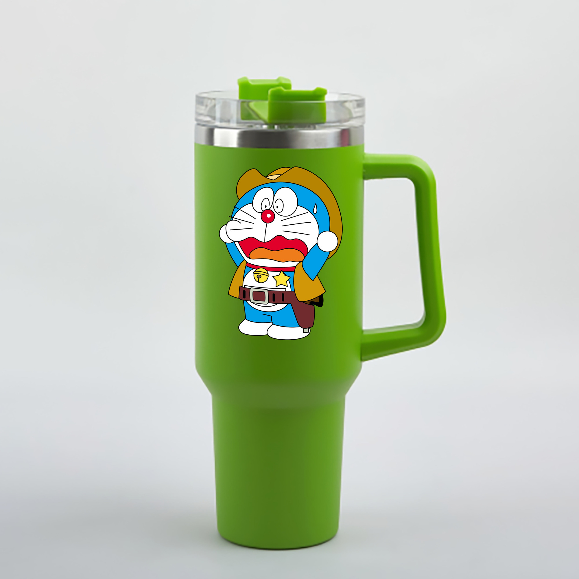 （画像用） ドラえもん Doraemon 1200mL車用タンブラー - クリスタルステッカー（プラスチックストロー付き）